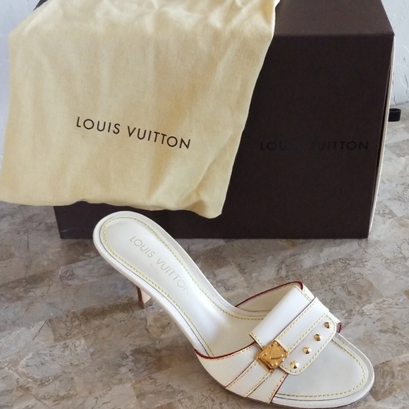 Louis Vuitton | Shoes | Authentic Louis Vuitton Cream Leather Heels ...